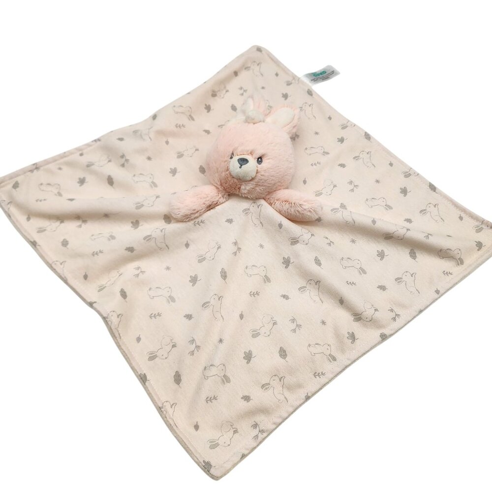 Baby Gund Adorable Bunny Lovey Blanket Beige With Bunny Print Plush Security